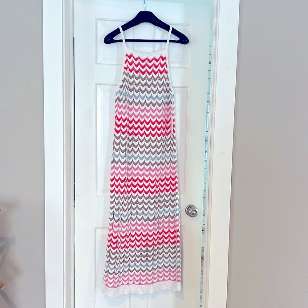 Z Supply Pink and Brown Chevron Maxi Dress
